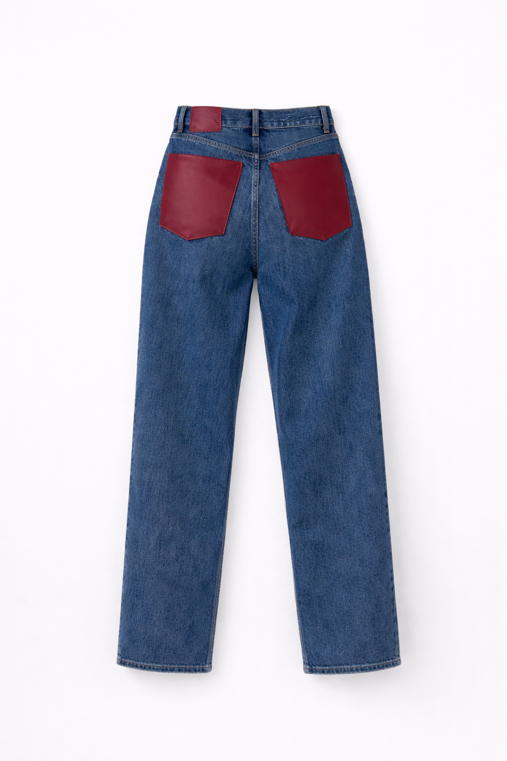 Jean poches en cuir Bordeaux