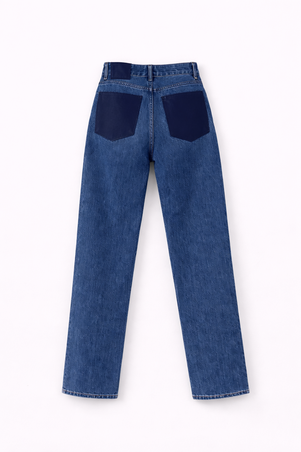 Jean poches en cuir Bleu Marine