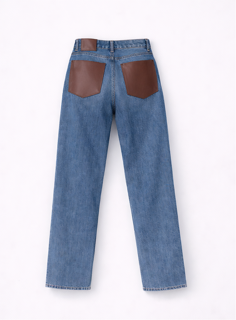 Jean poches en cuir Marron