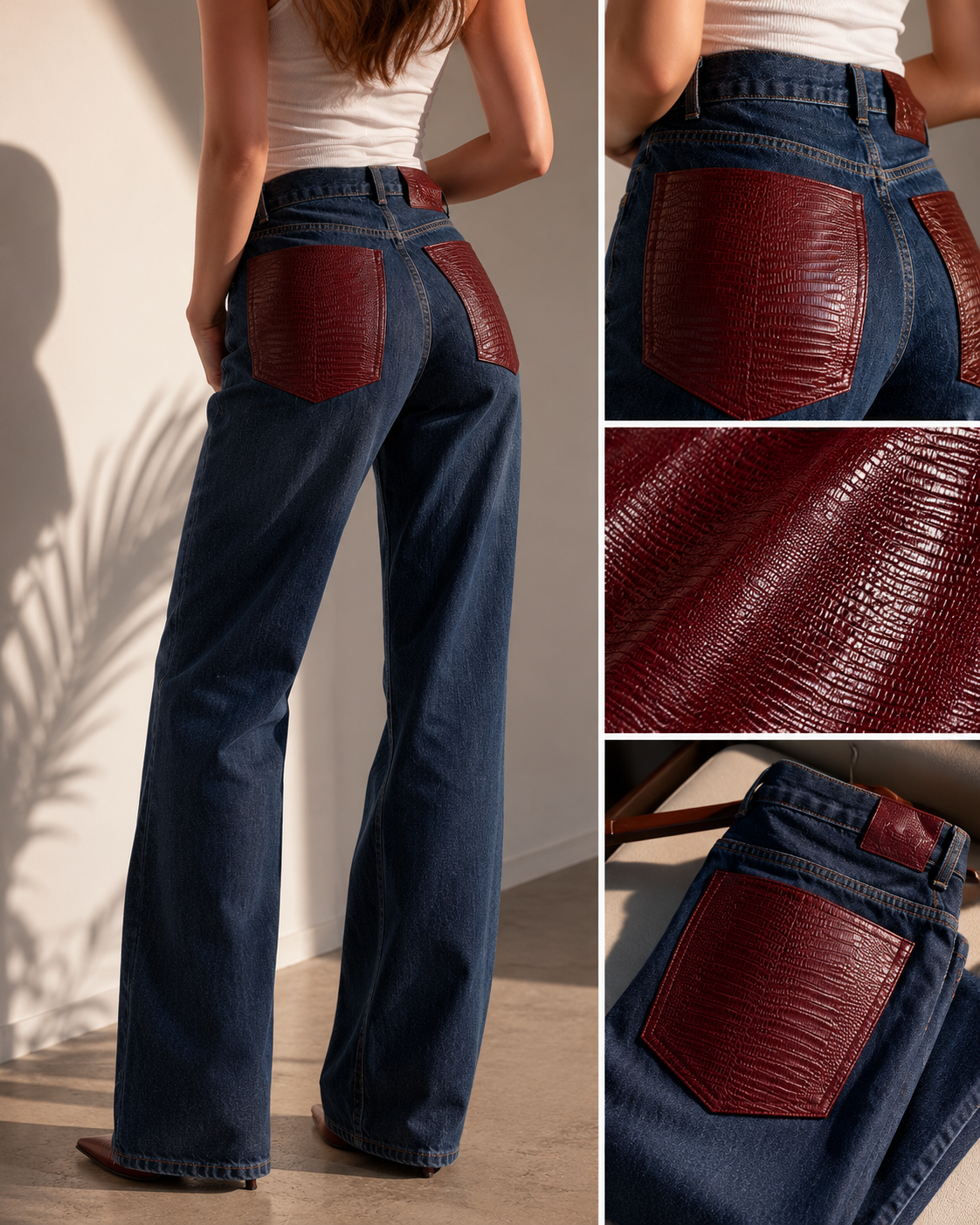 Jeans croco bordeaux